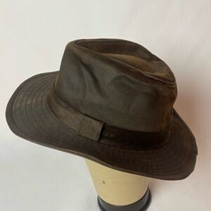 San Diego Hat Company Men’s Waxed Cotton (?) Brown Fedora Hat Sz L/XL